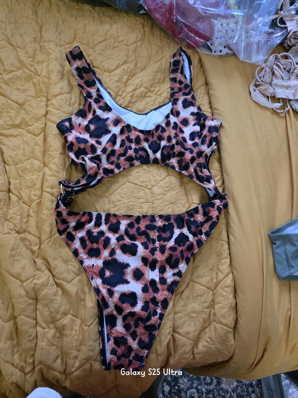 Leopard Print Kids One-Piece Swimsuit - Brown & Black